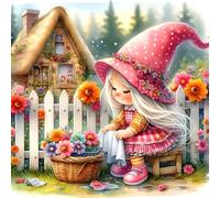 DPHERO Elf Girl Diamond Painting Kits for Beginners Adults,5D DIY Flowers Diamond Art Kits,Round Full Drill Cottage Diamond Painting Art,DIY Painting by Numbers Diamond Art Painting 12x12 inch