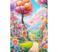 DPHERO Fairytale World Diamond Painting Kits for Beginners Adults,5D DIY Cartoon Houses Diamond Art Kits,Round Full Drill Wildflowers Art Crafts,DIY Painting by Numbers for Home Wall Decor 12x16 inch