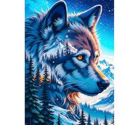 DPHERO Fantasy Wolf Diamond Painting Kits for Beginners Adults,5D DIY Forest Wolf Diamond Art Kits,Round Full Drill Snowy Mountain Gem Art Crafts,DIY Painting by Numbers for Home Wall Decor 12x16 inch