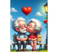 DPHERO Old Man Diamond Painting Kits for Beginners Adults,5D DIY Cartoon Lovers Diamond Art Kits,Round Full Drill Heart Gem Art Crafts Kits,DIY Painting by Numbers for Home Wall Decor 12x16 inch