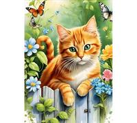 DPHERO Orange Cat Diamond Painting Kits for Beginners Adults,5D DIY Kitten Diamond Art Kits,Round Full Drill Flowers Gem Art Crafts Kits,DIY Painting by Numbers for Home Wall Decor 12x16 inch