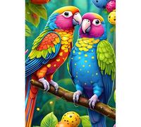 DPHERO Parrots Diamond Painting Kits for Beginners Adults,5D DIY Flowers Diamond Art Kits,Round Full Drill Lovebirds Diamond Painting Art,DIY Painting by Numbers Diamond Art Painting 12x16 inch