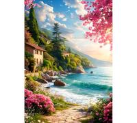 DPHERO Seaside Path Diamond Painting Kits for Beginners Adults,5D DIY Wildflowers Diamond Art Kits,Round Full Drill Seascape Gem Art Crafts,DIY Painting by Numbers for Home Wall Decor 12x16 inch