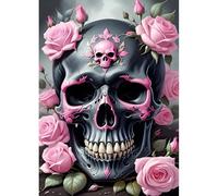 DPHERO Skeleton Diamond Painting Kits for Beginners Adults,5D DIY Rose Flowers Diamond Art Kits,Round Full Drill Skull Diamond Painting Art,DIY Painting by Numbers Diamond Art Painting 12x16 inch