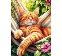 DPHERO Sleeping Cat Diamond Painting Kits for Beginners Adults,5D DIY Hammock Diamond Art Kits,Round Full Drill Kitten Gem Art Crafts Kits,DIY Painting by Numbers for Home Wall Decor 12x16 inch