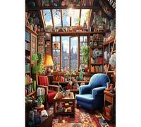 DPHERO Study Room Diamond Painting Kits for Beginners Adults,5D DIY Window Diamond Art Kits,Round Full Drill Landscape Gem Art Crafts Kits,DIY Painting by Numbers for Home Wall Decor 12x16 inch