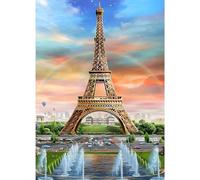 Dphero Torre Eiffel DIY Diamond Painting, 5D DIY Crepúsculo Diamante Painting Kit Completo, Tower Pintura Diamante Artesanía Rhinestone Pintura para Adultos Niños, Decoración Interior 30 x 40 cm