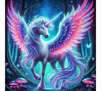 DPHERO Unicorn Diamond Painting Kits for Beginners Adults,5D DIY Wings Diamond Art Kits,Round Full Drill Dreamland Diamond Painting Art,DIY Painting by Numbers Diamond Art Painting 12x12 inch
