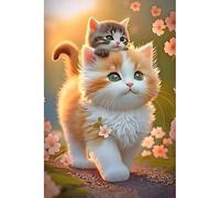 DPIDEA Diamond Painting Gato, DIY Diamond Painting Gato pintura de diamante 5D Diamond Painting Adultos, Kit de pintura con diamantes para Hogar Decor 30x40 cm