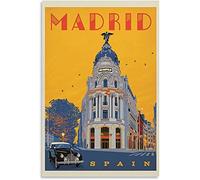 DPKHDS España Madrid Metropolis Vintage Travel Poster, Canvas Art Wall Art Picture Print Modern Family Bedroom Decor 40X60Cm Sin Marco