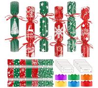 DPKOW 12 Paquetes de Cajas Rojas y Verdes para Fiestas navideñas con Tarjetas de Chistes con Sombreros, Cajas de Regalo navideñas DIY, artículos para Fiestas navideñas