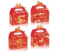 DPKOW 12pcs Red Chinese New Year Treat Gifts Boxes, Año de Caballo DIY Boxes for Goodie Candy, 2026 Chinese New Year Party Favour Supplies
