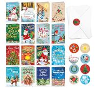 DPKOW 16 x Joyeux Noël Cartes de Vœux avec Enveloppe Autocollants, Français Noël Meilleurs Vœux Cartes Crèches de Noël Heureux Cartes Postales Joyeuses Fêtes Cartes pour Nouvel an Noël