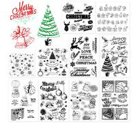 DPKOW 170pcs Transparentes Sellos de Navidad para Manualidades, Feliz Navidad Silicona para Bricolaje Álbum de Recortes, Hacer Tarjetas, DIY Scrapbooking