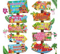 DPKOW 20pcs Hawaiana Señales de Bienvenida Decoración de Fiesta Luau Tropical, Aloha Tiki Luau Fiesta Cartel de Bienvenida para Verano Hawaiano Fiesta Foto Props Accesorios, con Carta Pegatinas