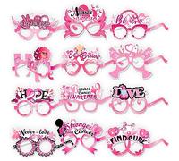 DPKOW 24pcs Ruban Rose Fête Lunettes en Papier, Sensibilisation au Cancer du Sein d'Octobre Photo Props pour Cancer du Sein d'Octobre Activité Accessoires