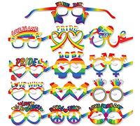DPKOW 26pcs Arcoiris Gafas de Fiesta del Orgullo Gay, Papel Gafas para Gays Homosexual LGBT Disfraz Accesorios, Pride Orgullo Gay Photobooth Accesorios LGBTI