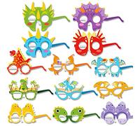 DPKOW 28pcs Divertido Dinosaurios Fiesta Gafas Niños, Papel Gafas Máscaras para Niños Cumpleaños Fiesta Photocall Accesorios Dinosaurios Fiestas Foto Props Artículos