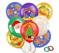 DPKOW 30 Pieces Italiano Natale Palloncini Decorazioni, Buon Natale Palloncini in Lattice Auguri Palloncini per Natale Addobbi, Presepe Natalizio Palloncini Babbo Natale Fiocco di Neve Palloncini