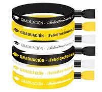 DPKOW 30 Pulseras de Tela Graduación Español, Regalos de Graduación para Estudiantes, Detalles de para Las Graduaciones, Regalos para Graduacion Universitaria Bachillerato Primaria, Negro Oro Blanco