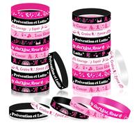 DPKOW 30 x Octobre Rose Bracelets en Silicone pour Sensibilisation au Cancer du Sein Octobre ROSE Accessoires, Bracelets pour OCTOBRE Rose Ruban Goodies Cadeau, Lutte Croire Force Courage Espoir