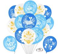 DPKOW 30pcs Azul Mi Primera Comunión Globos Decoraciones Niños, Globos de Látex para Azul Primera Comunión Decoraciones, Mi 1era Comunion Globo Decoración