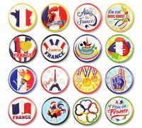 DPKOW 32pcs Jeux Paris de France Pin's Broches pour Supporter Equipe de France Accessories, Badges for Jeux Paris de France Goodies Souvenir Paris Gift France Fans Flag Pin's