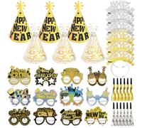 DPKOW 36 x Purpurina Cotillon Fin de Año 2026, Láser Gafas 2026 Nochevieja Diadema Fin de Año 2026 Gorros de Fiesta Silbatos para 2026 Nochevieja Cotillon Bolsa Accesorios Fin de Año 2026