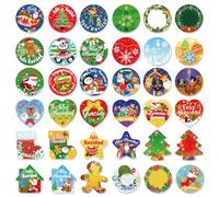 DPKOW 360pcs Gracias Feliz Navidad Pegatinas Reyes Magos Pegatinas para Regalo Sobre Cajas Bolsas Decoración, Adhesivas Etiquetas de Navidad Gracias Español