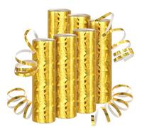 DPKOW 6 Serpentinas Metálicas Doradas, Decoracion Fin de Año Cotillon Nochevieja, Serpentinas de Año Nuevo con Brillo Láser, Decoración Cumpleaños de Bodas Decoración de Mesa de Año Nuevo