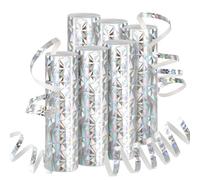 DPKOW 6 Serpentinas Metálicas Plateadas, Decoracion Fin de Año Cotillon Nochevieja, Serpentinas de Año Nuevo con Brillo Láser, Decoración Cumpleaños de Bodas Decoración de Mesa de Año Nuevo