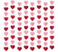 DPKOW 80 Piezas 3D Guirnalda Corazones Decoracion San Valentin con Purpurina Roja y Rosa, Banderines Guirnalda de Corazón de Papel para Decoraciones Bodas y Aniversarios, Decoração Dia Dos Namorados