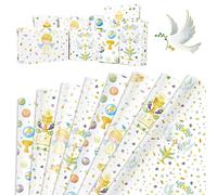 DPKOW 8pcs Comunión Papel de regalo Ángel Paloma Pescado, DIY Reciclable Bautismo Bautizo Baby Shower Hojas de papel de regalo Cumpleaños Navidad para Niños Niñas Mi Primera Comunión, 70 * 50 cm