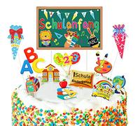 DPKOW Back to School Cake Topper Cupcake Toppers Decoraciones para Back to School Cake Decoraciones Bolsa de dulces escolares para niñas 1er día clases decoración de fiesta de regreso a la escuela