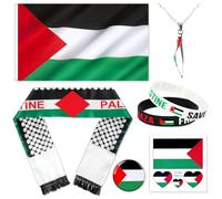 DPKOW Bandera Palestina Broche Pañuelo Palestina Pulsera Collar Tatuaje Accesorios Palestina Decoraciones, Bandera Palestina Libre Pulsera Palestine Flag Tatuaje Broche Pañuelo Collar Free Palestine