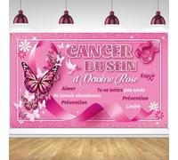 DPKOW Cancer du Sein d'Octobre Rose Bannière pour Sensibilisation au Cancer du Sein d'Octobre Décoration, 185 * 110cm