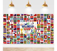 DPKOW Decoración 2026 Mundial Pancarta Banderas Países 2026 Copa del Mundo de Fútbol Decoracion Banderas Nacionales Futbol Mundial Fondo Bandera Equipos Selecciones Pancarta, 185 x 110 cm