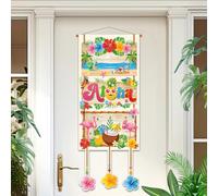 DPKOW Decoracion Hawaiana Fiesta Hawaianas Pancarta para Puerta Aloha Decoracion Fiesta Verano Letrero Colgante Hawaiano para Puerta con Poste Decoración Hawaiana Aloha Decoración Hawaianos, 86x33cm
