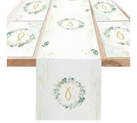 DPKOW Decoraciones para Primera Comunión, 5 manteles Individuales de Tela con Estampado de Peces de eucalipto, manteles Individuales de Primera Comunión para niños niñas, Mantel Lavable para comunión