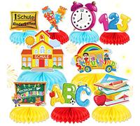 DPKOW Fiesta de Vuelta al Cole Centros de Mesa de Panal Tema de Color Centros de Mesa de Papel de Color 123 ABC Autobús Escolar para Decoración de Mesa Lanzamiento Escolar Decoración
