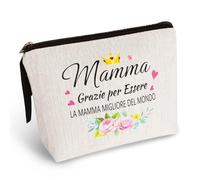 DPKOW Idee Regalo Festa Della Mamma Pochette Donna Trucchi Regalo Mamma Trousse da Borsetta Portatile Beauty Case da Viaggio, Mamma Migliore del Mondo Regalo Compleanno Natale Mamma Originale Utile