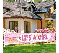 DPKOW It's a Girl Pancarta para niña Baby Shower decoración de Rosa, Pancarta de Tela para Embarazadas Fiesta decoración, Baby Shower Interior Exterior decoración, Baby Shower Mesa Pared Decoración