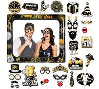DPKOW Lucky Charms 2025 New Year Photo Props Frame 29 pcs, Photo Booth Props Lucky Charms New Year'S Eve 2025 Inflatable Photo Frame for 2025 New Year Photo Booth Accessories New Year'S Eve Gifts