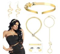 DPKOW Medusa Diadema Collar Pulsera Pendientes De Serpiente Tatuaje Facial, Medusa Accesorios para Disfraces Mujer Diosa Griega Serpiente Accesorios para Disfraces Accesorios para Disfraces Mujer