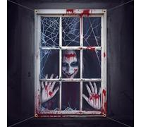DPKOW Miedo Pancarta Halloween para Puerta Exterior Pared Casa Embrujada Decoración Halloween Espeluznante Fantasma Zombi Pancarta de Fondo de Terror Pósteres Accesorios Casa