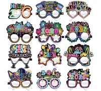 DPKOW Neón Gafas de Nochevieja 2026, 24 x Papel Gafas Feliz Año Nuevo Gafas Fin de Año 2026 Gafas para Neón 2026 Nochevieja Accesorios Recuerdos de Fiestas Fin de Año Cotillon Multicolor
