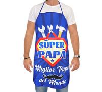 DPKOW Original Papa Regalo Dia del Padre Delantal Cocina Súper Papá Regalo Cumpleaños Navidad, Delantal Mejor Padre del Mundo Regalos
