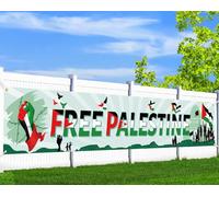 DPKOW Pancarta Bandera Palestina Libre Decoraciones, Palestine Flag Pancarta Free Palestine Decoraciones Bandera Palestina para Decoraciones de Palestina en Interiores y Exteriores, 270 * 40 cm, Tela