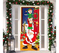 DPKOW Pancarta de Elfos de Santa Claus para Decoración Navideña, Tela para Pared Exterior, Cartel de Puerta, Grande Fondo de Foto, 180 * 90cm