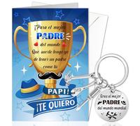 DPKOW Papa Regalo Dia del Padre Original, Tarjeta Día del Padre Llavero Papá Tarjeta Felicitacion para Padre Regalo Cumpleaños Navidad, Te Quiero Papá Regalo el Mejor Papá del Mundo